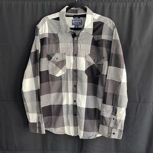 American Rag Collar Checker/Plaid Button Up - Long Sleeve